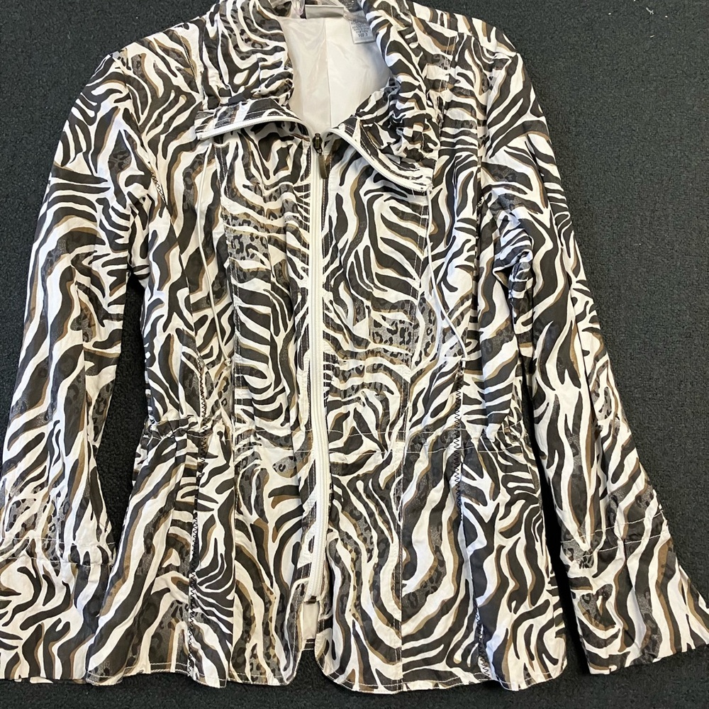 Chico's Zebra-Print Cotton/Nylon Jacket. New without tags. Excellent condition!